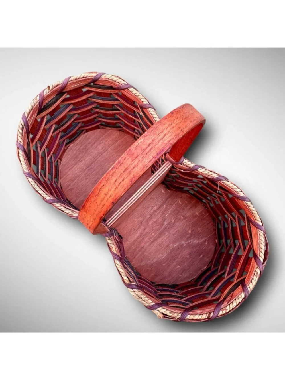 Rustic Handmade Wooden Basket For Wine Or Picnic – Reuben E Stutzman – Dual Comp